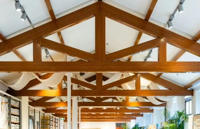 Warm timber structure showing custom fabrication possibilities