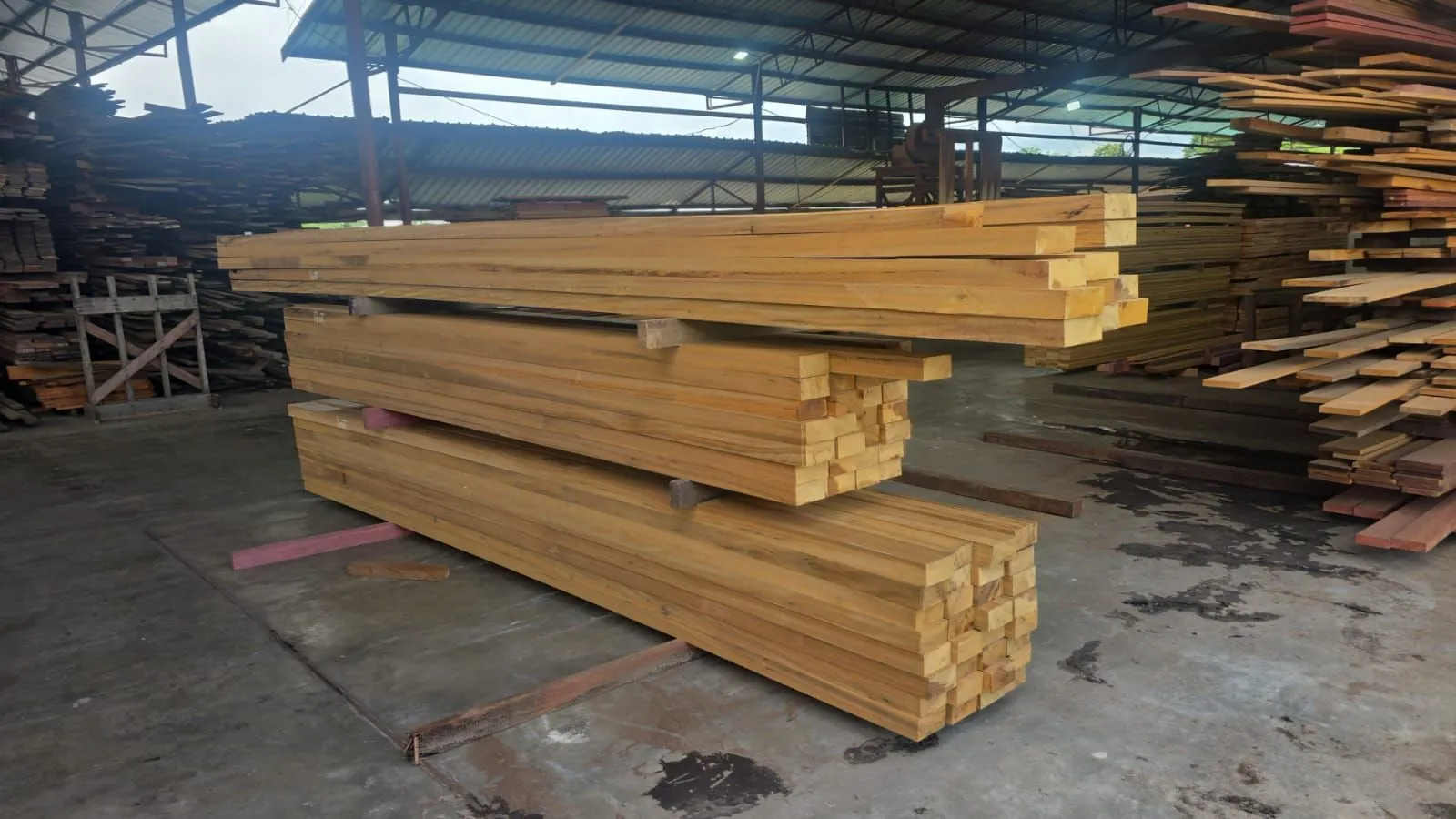 Stacked hardwood inventory ready for retail customers